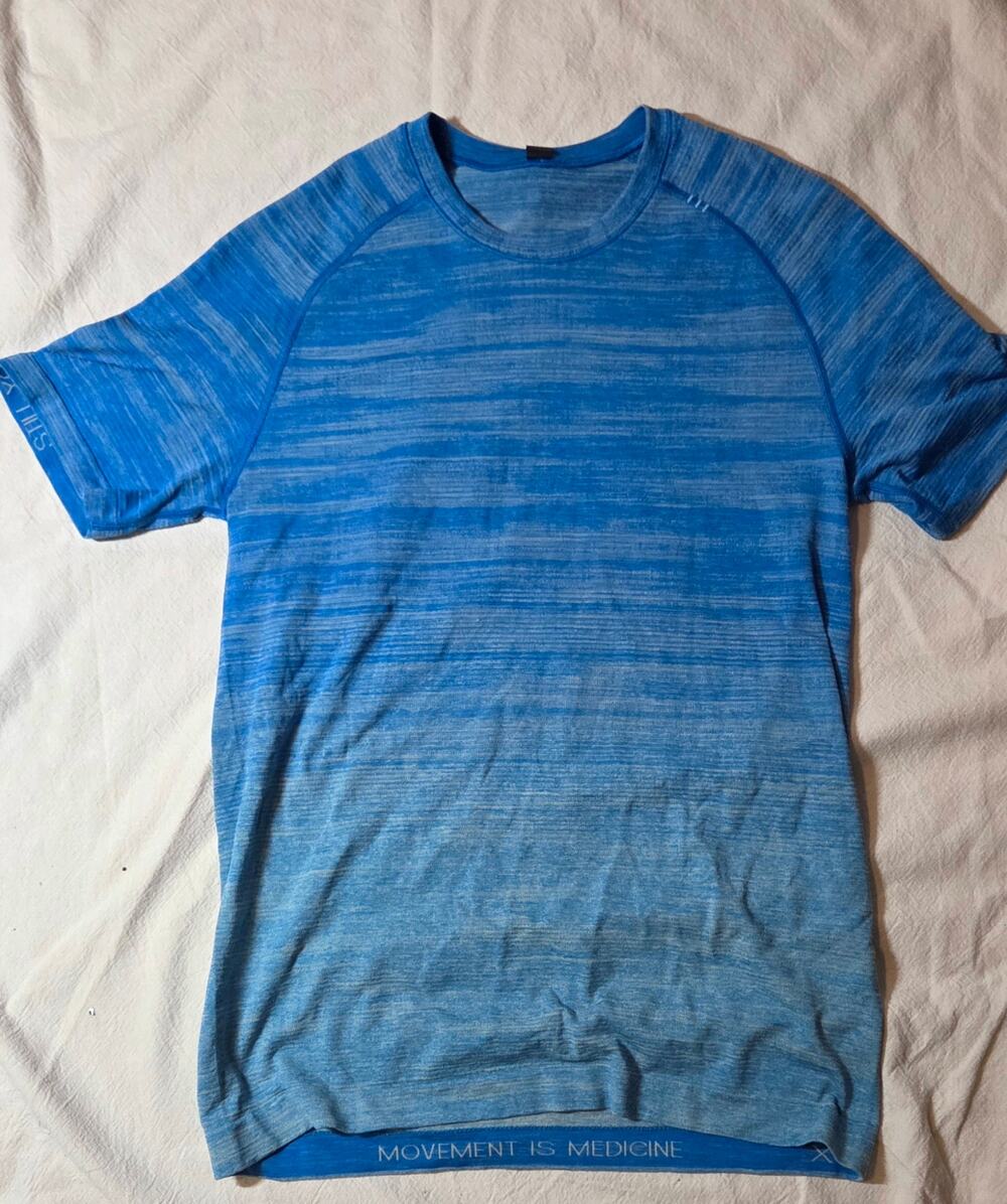 Lululemon Metal Vent Tech SS Shirt Blue Ombre Heathered Men's Size XS